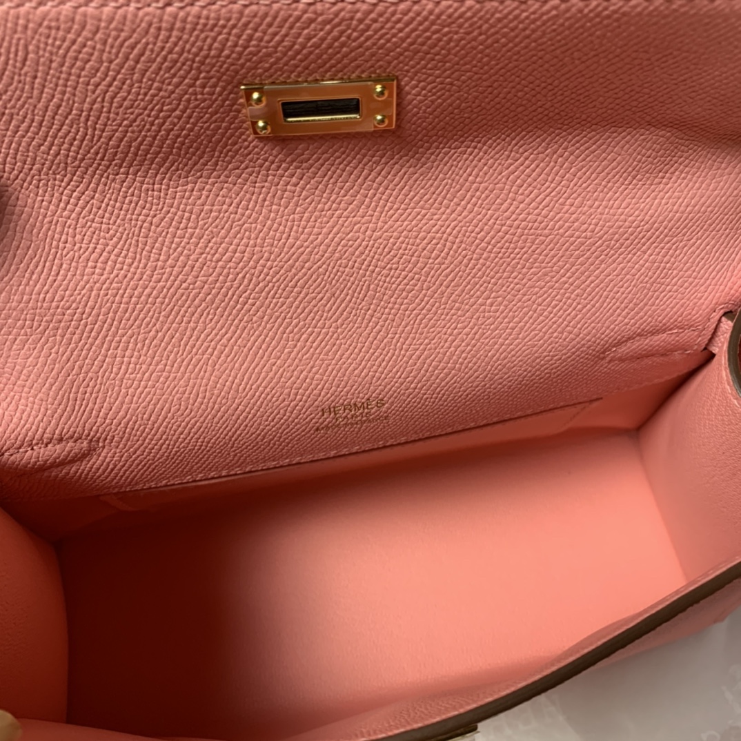 Hermes Mini Kelly Pochette 22cm Bag In Pink Epsom Leather